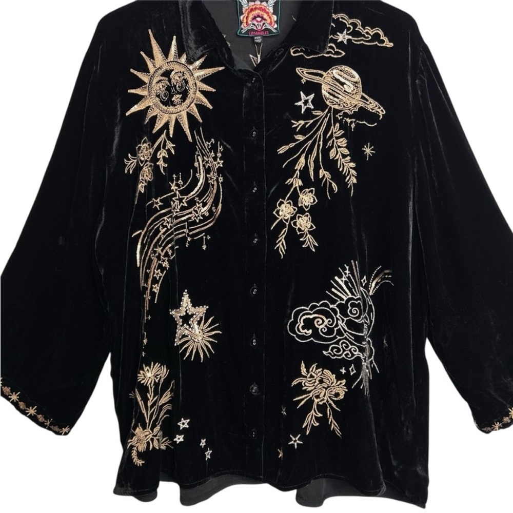 Johnny Was heavily embroidered celestial Miaora Velvet Kimono Shirt/Jacket NWT - Picture 9 of 16